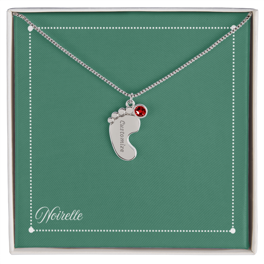 Personalized Baby Feet Necklace with Birthstone