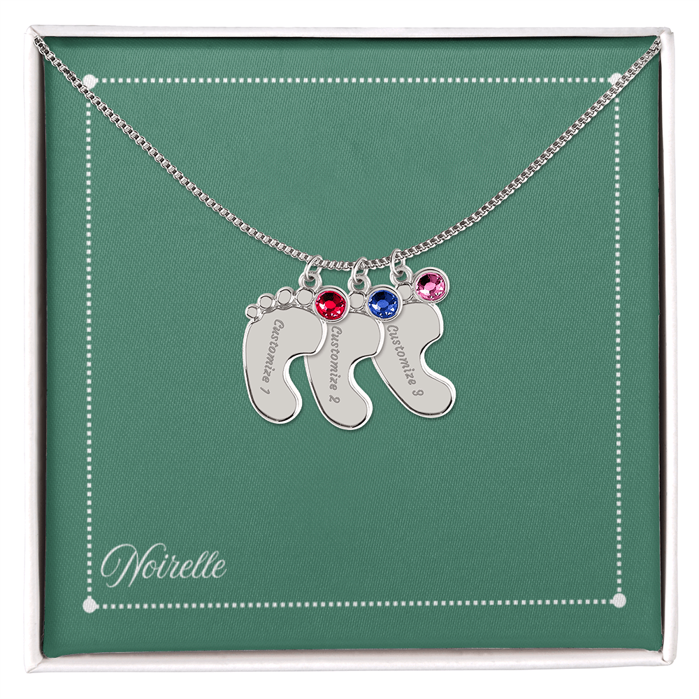 Personalized Baby Feet Necklace with Birthstone
