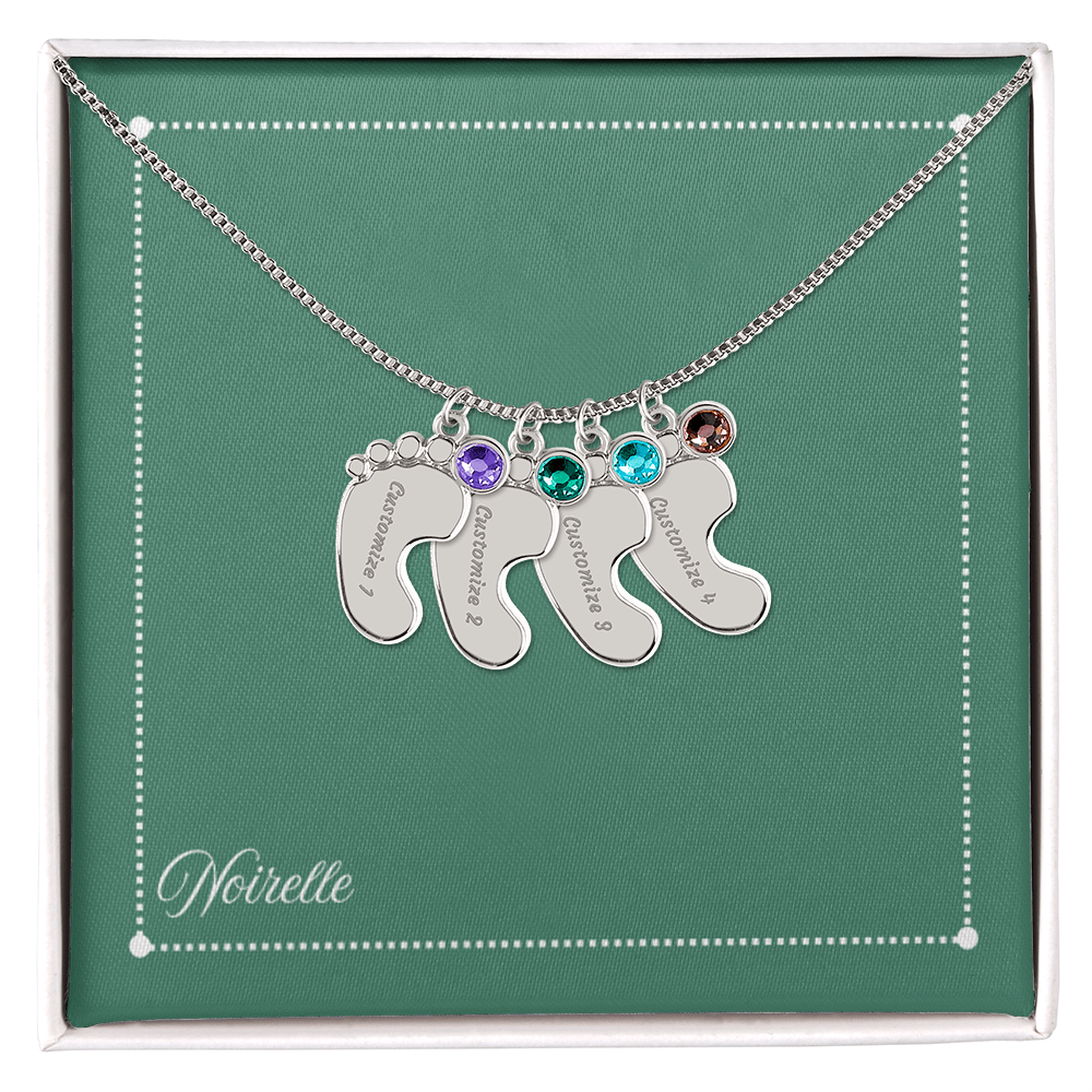 Personalized Baby Feet Necklace with Birthstone