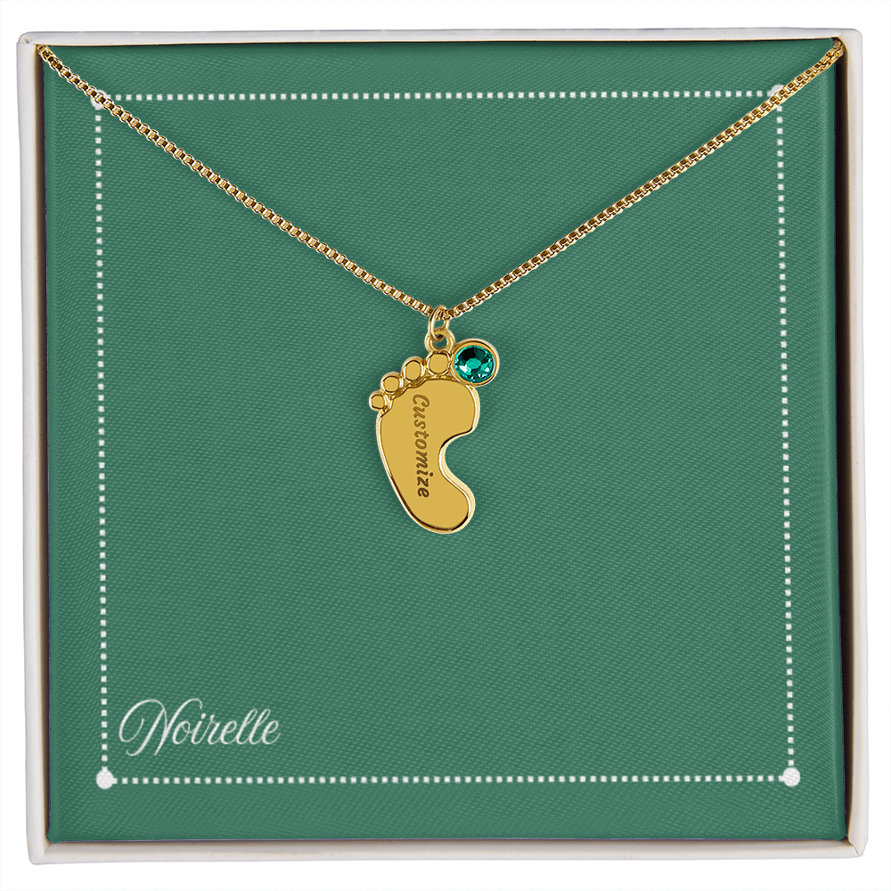 Personalized Baby Feet Necklace with Birthstone