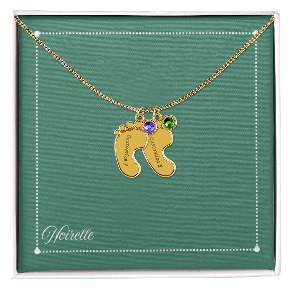 Personalized Baby Feet Necklace with Birthstone