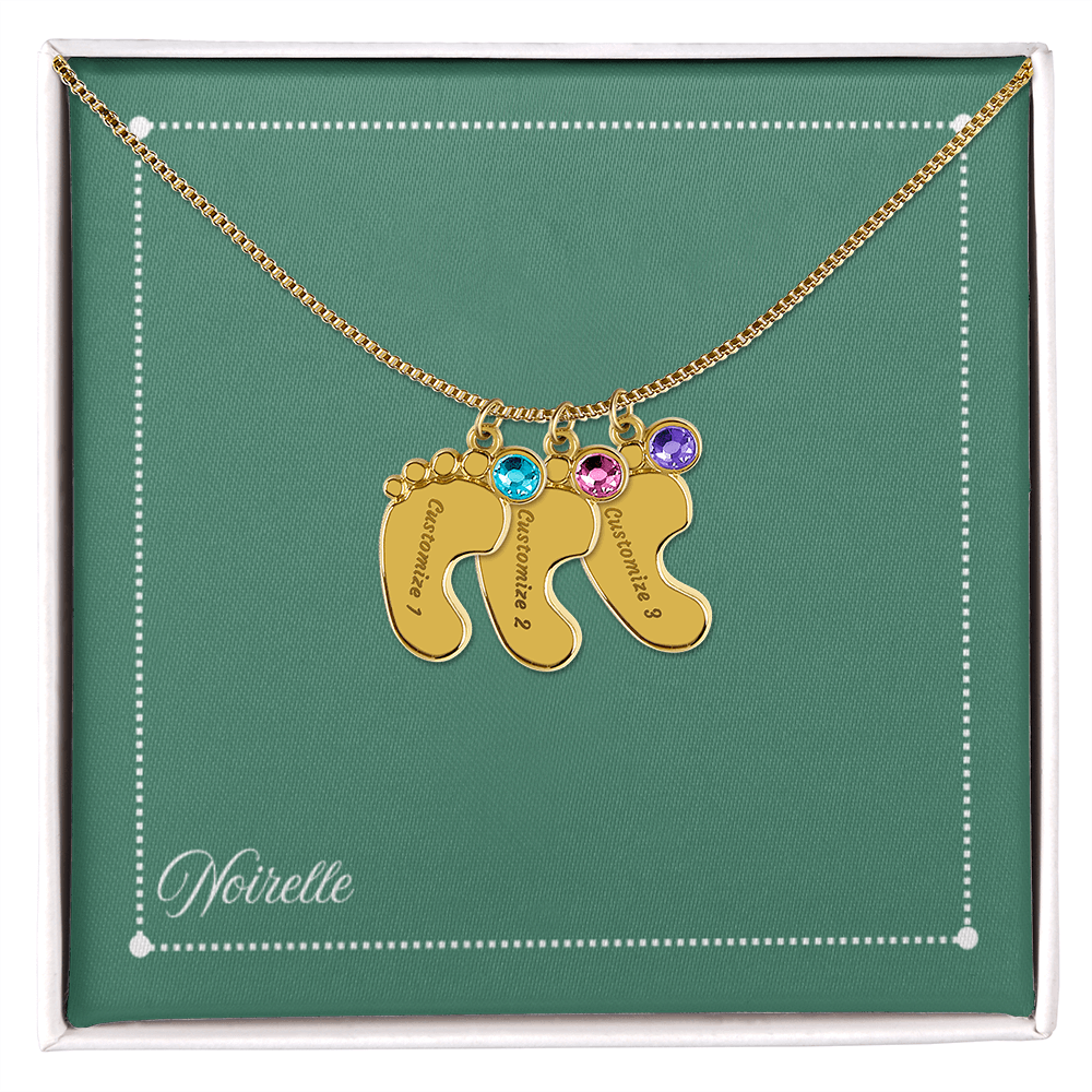 Personalized Baby Feet Necklace with Birthstone