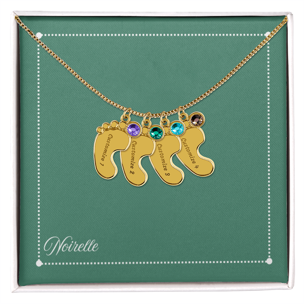 Personalized Baby Feet Necklace with Birthstone