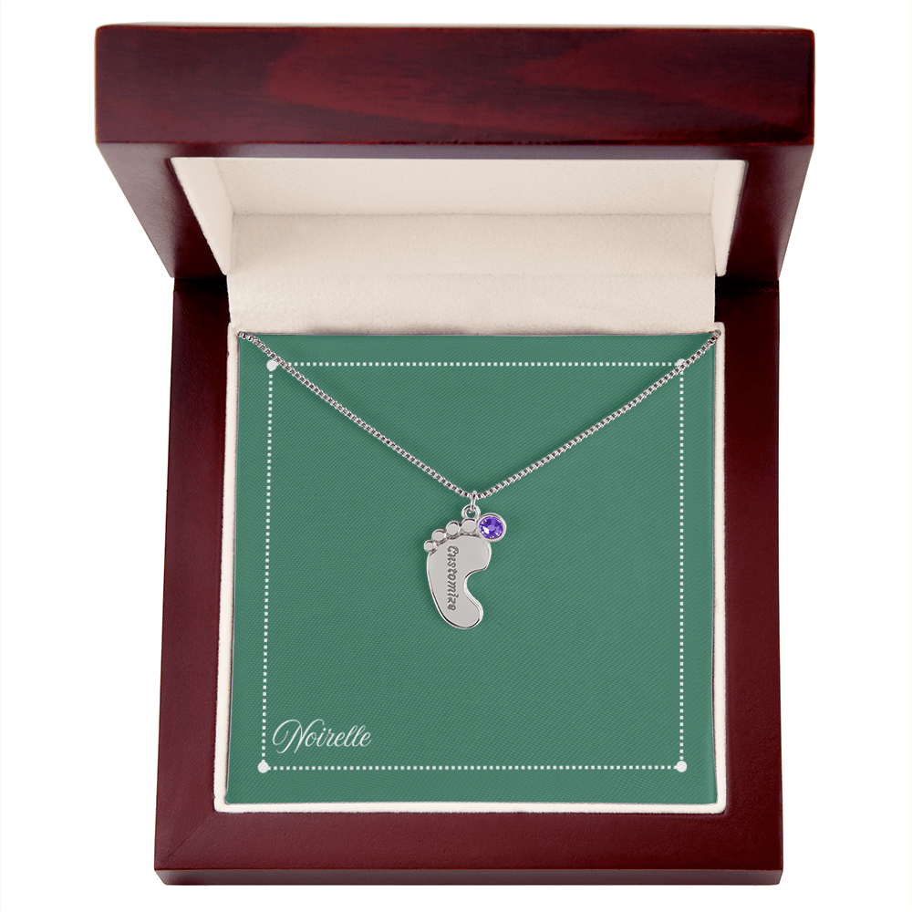 Personalized Baby Feet Necklace with Birthstone