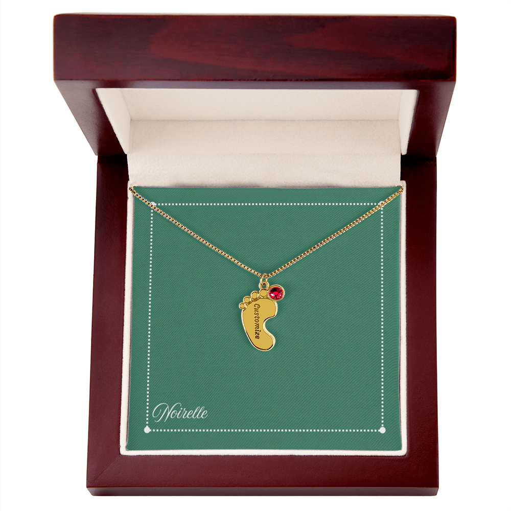Personalized Baby Feet Necklace with Birthstone